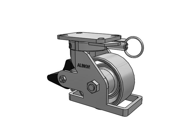 410 Series Top Plate Swivel Caster with 6 x 3 Grey Enamel CA - Cast Iron Wheel and Poly Lock Integrated Brake