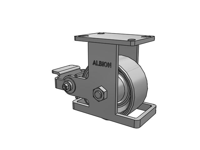 410 Series Top Plate Rigid Caster with 6 x 3 Grey Enamel CA - Cast Iron Wheel and Poly Cam Brake