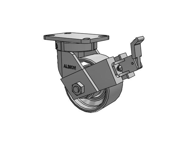 410 Series Top Plate Swivel Caster with 6 x 3 Grey Enamel CA - Cast Iron Wheel and Face Brake