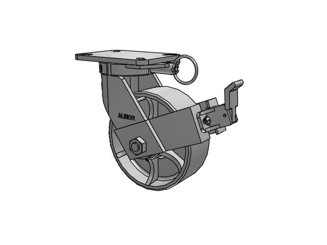 410 Series Top Plate Swivel Caster with 8 x 3 Grey Enamel CA - Cast Iron Wheel and Face Brake