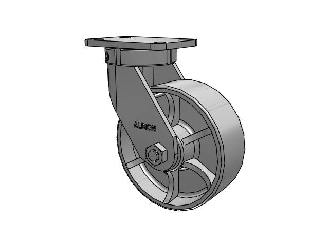410 Series Top Plate Swivel Caster with 8 x 3 Grey Enamel CA - Cast Iron Wheel