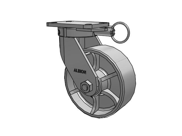 410 Series Top Plate Swivel Caster with 8 x 3 Grey Enamel CA - Cast Iron Wheel