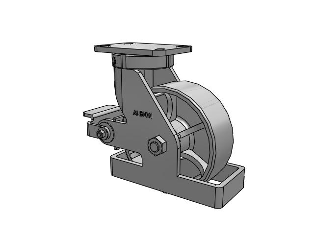 Roulette pivotante à plaque supérieure de la série 410 avec roue émaillée grise 8 x 3 CA - Roue en fonte et frein à came en polyuréthane
