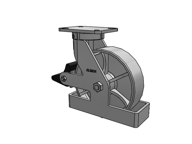 410 Series Top Plate Swivel Caster with 10 x 3 Grey Enamel CA - Cast Iron Wheel and Poly Lock Integrated Brake