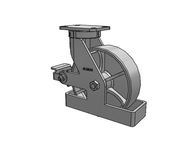 410 Series Top Plate Swivel Caster with 10 x 3 Grey Enamel CA - Cast Iron Wheel and Poly Cam Brake