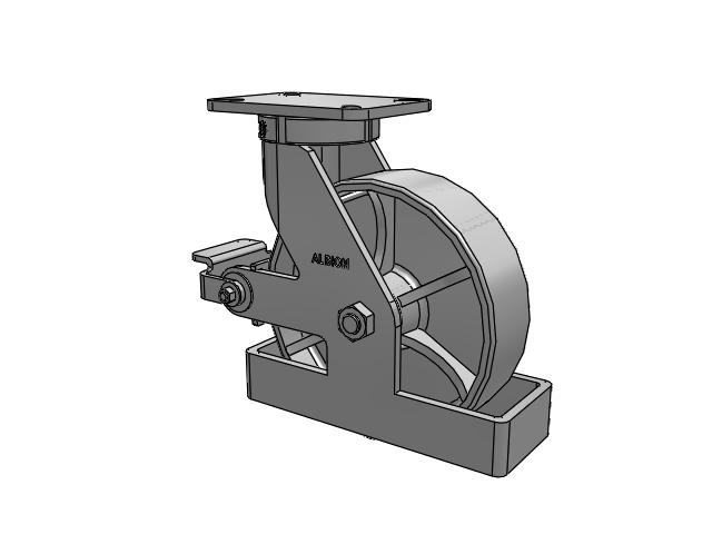 410 Series Top Plate Swivel Caster with 10 x 3 Grey Enamel CA - Cast Iron Wheel and Poly Cam Brake