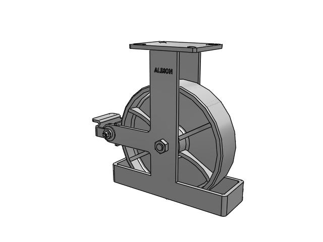 410 Series Top Plate Rigid Caster with 12 x 3 Grey Enamel CA - Cast Iron Wheel and Poly Cam Brake