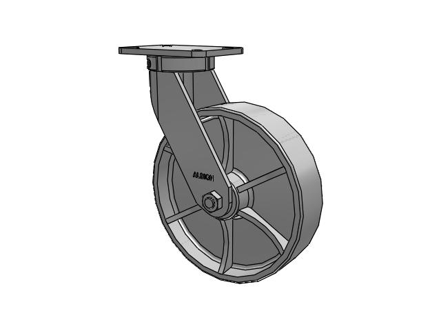 410 Series Top Plate Swivel Caster with 12 x 3 Grey Enamel CA - Cast Iron Wheel