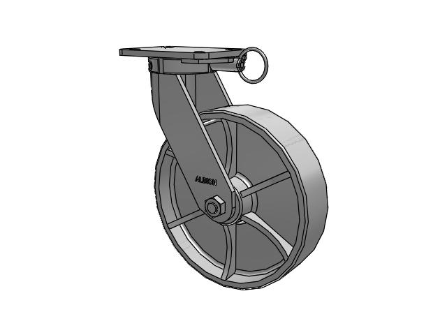 410 Series Top Plate Swivel Caster with 12 x 3 Grey Enamel CA - Cast Iron Wheel