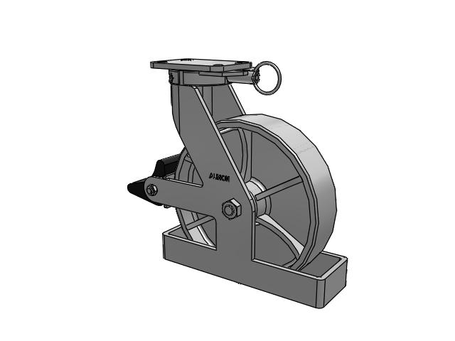 410 Series Top Plate Swivel Caster with 12 x 3 Grey Enamel CA - Cast Iron Wheel and Poly Lock Integrated Brake