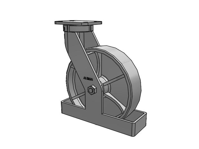 410 Series Top Plate Swivel Caster with 12 x 3 Grey Enamel CA - Cast Iron Wheel