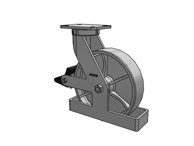 Roulette pivotante à plaque supérieure de la série 410 avec roue en fonte émaillée grise 12 x 3 CA et frein intégré « Poly Lock »