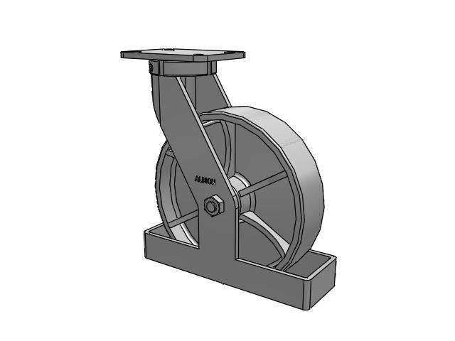 410 Series Top Plate Swivel Caster with 12 x 3 Grey Enamel CA - Cast Iron Wheel