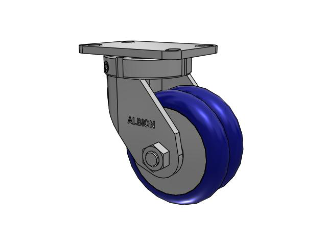 Roulette pivotante à plaque supérieure de la série 410, avec bande de roulement bleue 6 x 3 sur noyau en aluminium EY - Roue pivotante EAZ (Crown)