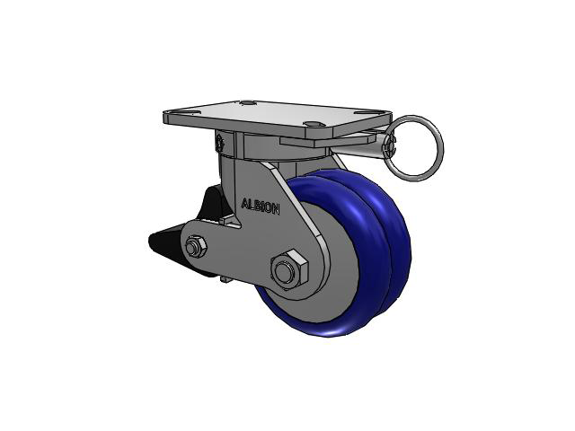 410 Series Top Plate Swivel Caster with 6 x 3 Blue Tread on Aluminum Core EY - Swivel-EAZ (Crown) Wheel and Poly Lock Integrated Brake