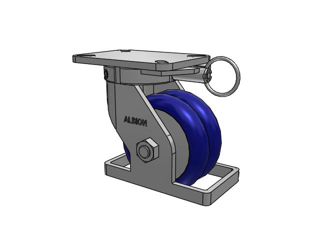 Roulette pivotante à plaque supérieure de la série 410, avec bande de roulement bleue 6 x 3 sur noyau en aluminium EY - Roue pivotante EAZ (Crown)