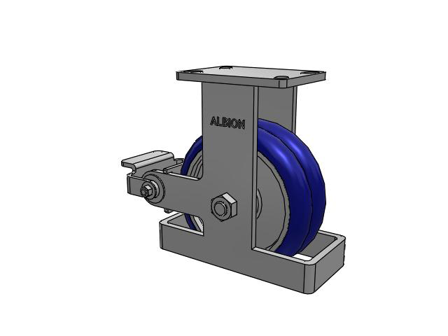 410 Series Top Plate Rigid Caster with 8 x 3 Blue Tread on Aluminum Core EY - Swivel-EAZ (Crown) Wheel and Poly Cam Brake