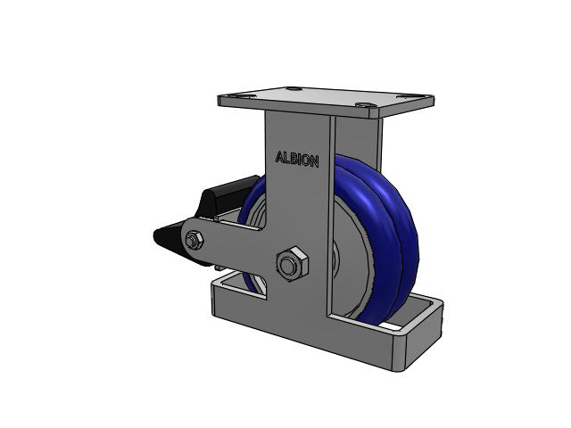 410 Series Top Plate Rigid Caster with 8 x 3 Blue Tread on Aluminum Core EY - Swivel-EAZ (Crown) Wheel and Poly Lock Integrated Brake