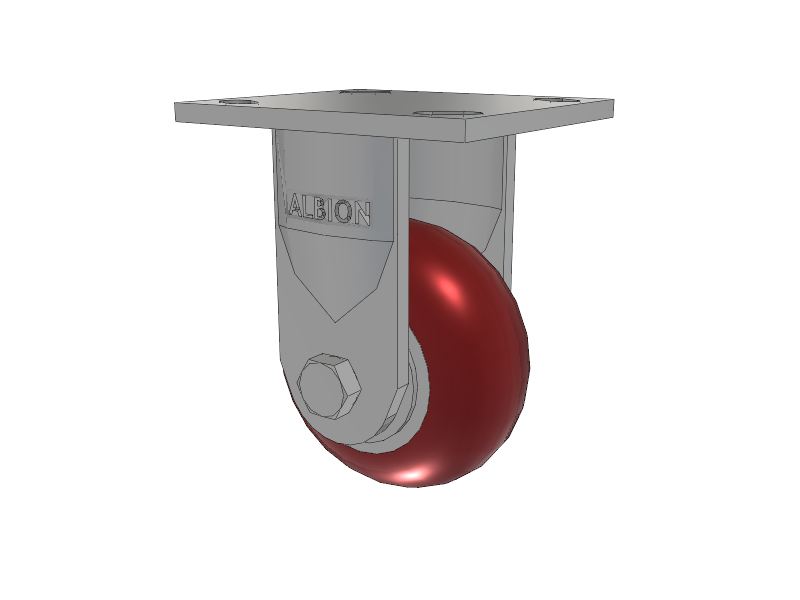 16 Series Top Plate Rigid Caster with 4 x 2 Maroon Tread on Aluminum Core AX - Round Polyurethane (Aluminum Core) Wheel