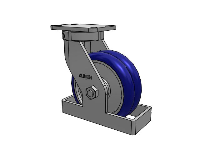 410 Series Top Plate Swivel Caster with 8 x 3 Blue Tread on Aluminum Core EY - Swivel-EAZ (Crown) Wheel