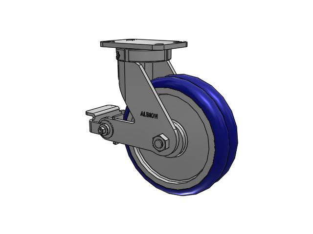 410 Series Top Plate Swivel Caster with 10 x 3 Blue Tread on Aluminum Core EY - Swivel-EAZ (Crown) Wheel and Poly Cam Brake