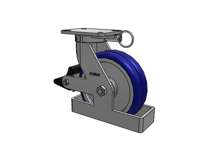 410 Series Top Plate Swivel Caster with 10 x 3 Blue Tread on Aluminum Core EY - Swivel-EAZ (Crown) Wheel and Poly Lock Integrated Brake