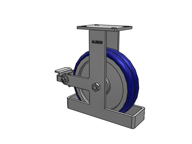 410 Series Top Plate Rigid Caster with 12 x 3 Blue Tread on Aluminum Core EY - Swivel-EAZ (Crown) Wheel and Poly Cam Brake