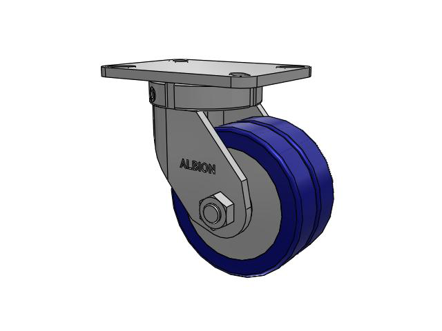 410 Series Top Plate Swivel Caster with 6 x 3 Blue Tread on Aluminum Core EZ - Swivel-EAZ (Flat) Wheel