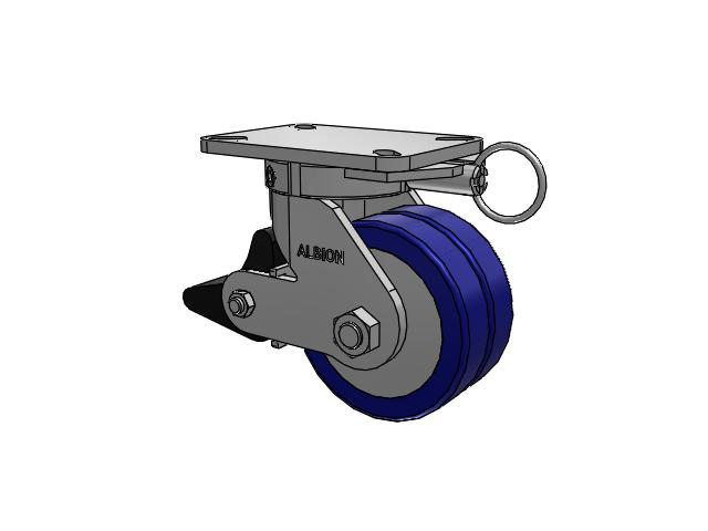 410 Series Top Plate Swivel Caster with 6 x 3 Blue Tread on Aluminum Core EZ - Swivel-EAZ (Flat) Wheel and Poly Lock Integrated Brake