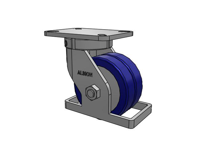 Roulette pivotante à plaque supérieure de la série 410 avec bande de roulement bleue 6 x 3 sur noyau en aluminium EZ - Roue pivotante EAZ (plate)