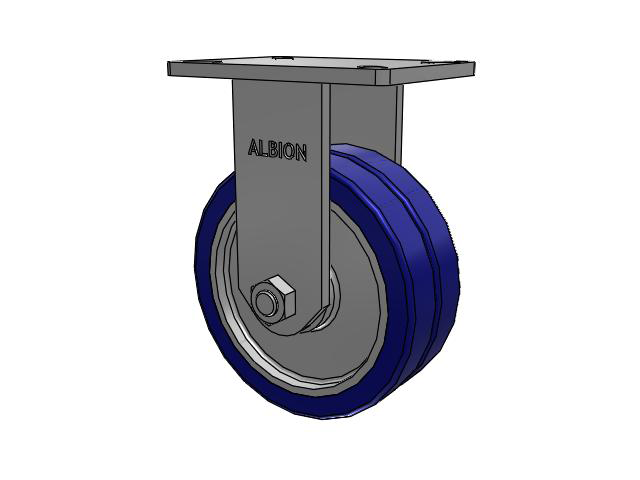 410 Series Top Plate Rigid Caster with 8 x 3 Blue Tread on Aluminum Core EZ - Swivel-EAZ (Flat) Wheel