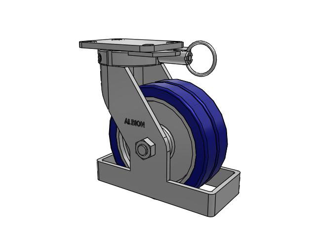 Roulette pivotante à plaque supérieure de la série 410 avec bande de roulement bleue 8 x 3 sur noyau en aluminium EZ - Roue pivotante EAZ (plate)