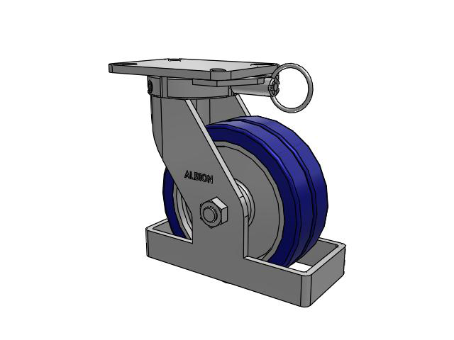 Roulette pivotante à plaque supérieure de la série 410 avec bande de roulement bleue 8 x 3 sur noyau en aluminium EZ - Roue pivotante EAZ (plate)