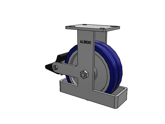 410 Series Top Plate Rigid Caster with 10 x 3 Blue Tread on Aluminum Core EZ - Swivel-EAZ (Flat) Wheel and Poly Lock Integrated Brake