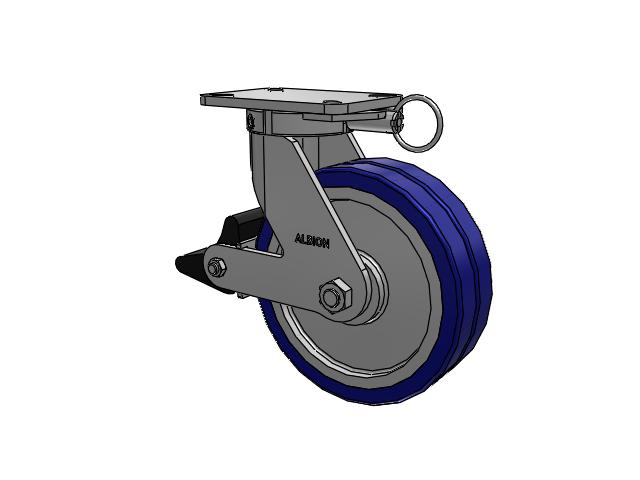 410 Series Top Plate Swivel Caster with 10 x 3 Blue Tread on Aluminum Core EZ - Swivel-EAZ (Flat) Wheel and Poly Lock Integrated Brake