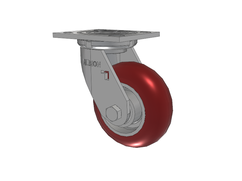 16 Series Top Plate Swivel Caster with 5 x 2 Maroon Tread on Aluminum Core AX - Round Polyurethane (Aluminum Core) Wheel