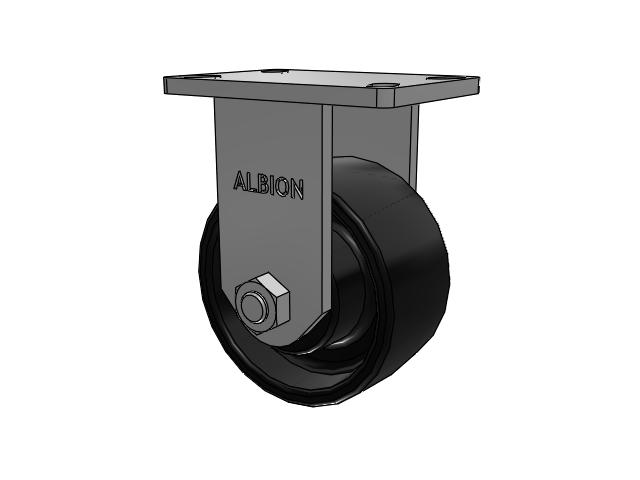 410 Series Top Plate Rigid Caster with 6 x 3 Black Paint FR - Ductile Iron Crowned Tread Wheel