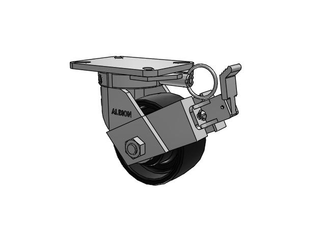 410 Series Top Plate Swivel Caster with 6 x 3 Black Paint FR - Ductile Iron Crowned Tread Wheel and Face Brake