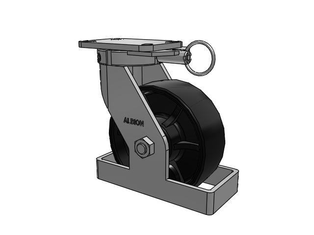 410 Series Top Plate Swivel Caster with 8 x 3 Black Paint FR - Ductile Iron Crowned Tread Wheel