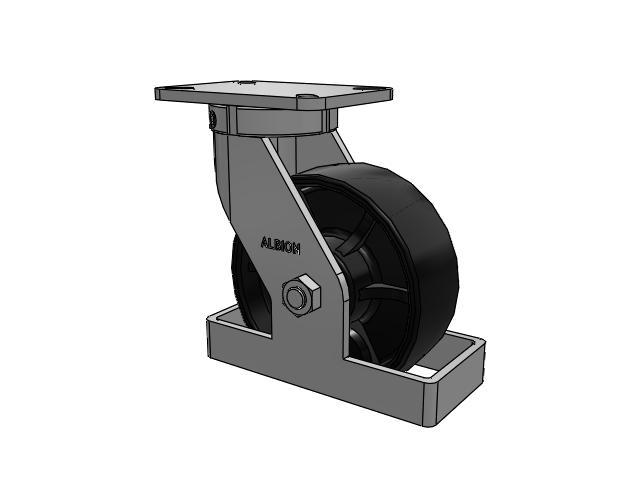 410 Series Top Plate Swivel Caster with 8 x 3 Black Paint FR - Ductile Iron Crowned Tread Wheel