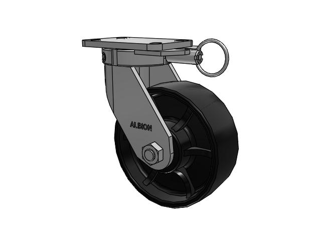 410 Series Top Plate Swivel Caster with 8 x 3 Black Paint FR - Ductile Iron Crowned Tread Wheel