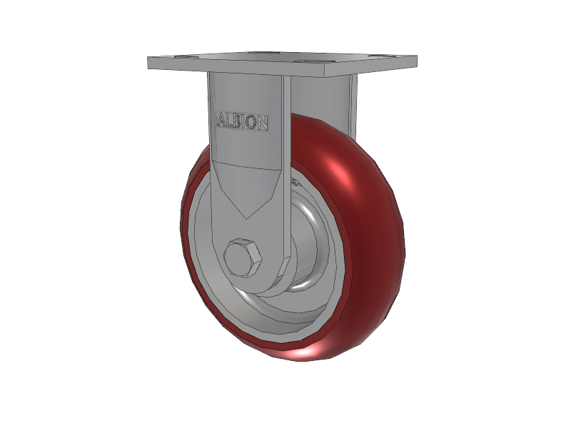 16 Series Top Plate Rigid Caster with 6 x 2 Maroon Tread on Aluminum Core AX - Round Polyurethane (Aluminum Core) Wheel