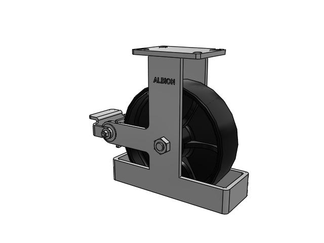 410 Series Top Plate Rigid Caster with 10 x 3 Black Paint FR - Ductile Iron Crowned Tread Wheel and Poly Cam Brake