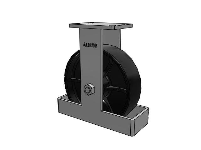410 Series Top Plate Rigid Caster with 10 x 3 Black Paint FR - Ductile Iron Crowned Tread Wheel