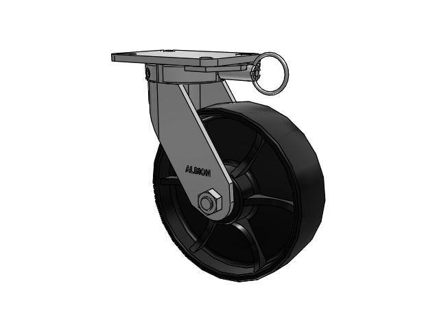 410 Series Top Plate Swivel Caster with 10 x 3 Black Paint FR - Ductile Iron Crowned Tread Wheel