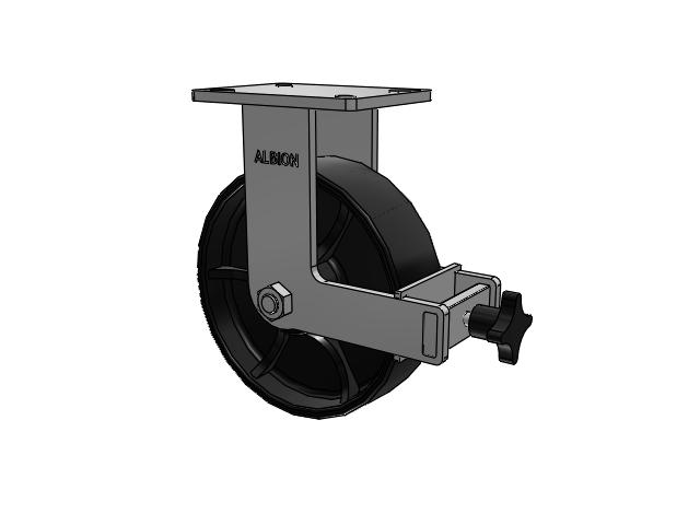 410 Series Top Plate Rigid Caster with 10 x 3 Black Paint FR - Ductile Iron Crowned Tread Wheel and Face Brake