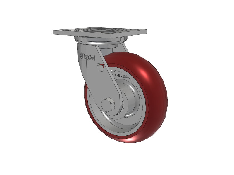 16 Series Top Plate Swivel Caster with 6 x 2 Maroon Tread on Aluminum Core AX - Round Polyurethane (Aluminum Core) Wheel