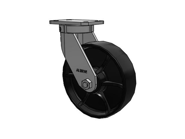 410 Series Top Plate Swivel Caster with 10 x 3 Black Paint FR - Ductile Iron Crowned Tread Wheel