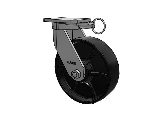 410 Series Top Plate Swivel Caster with 10 x 3 Black Paint FR - Ductile Iron Crowned Tread Wheel
