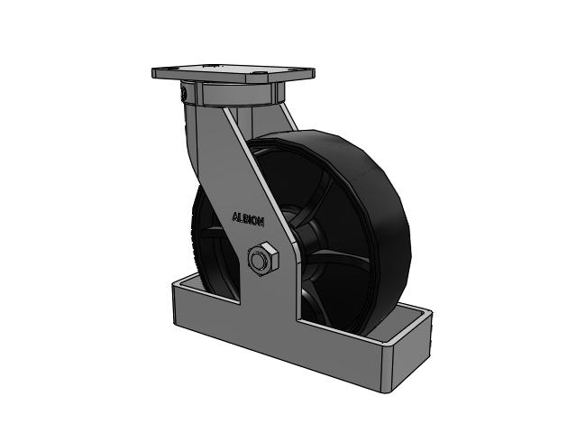 410 Series Top Plate Swivel Caster with 10 x 3 Black Paint FR - Ductile Iron Crowned Tread Wheel